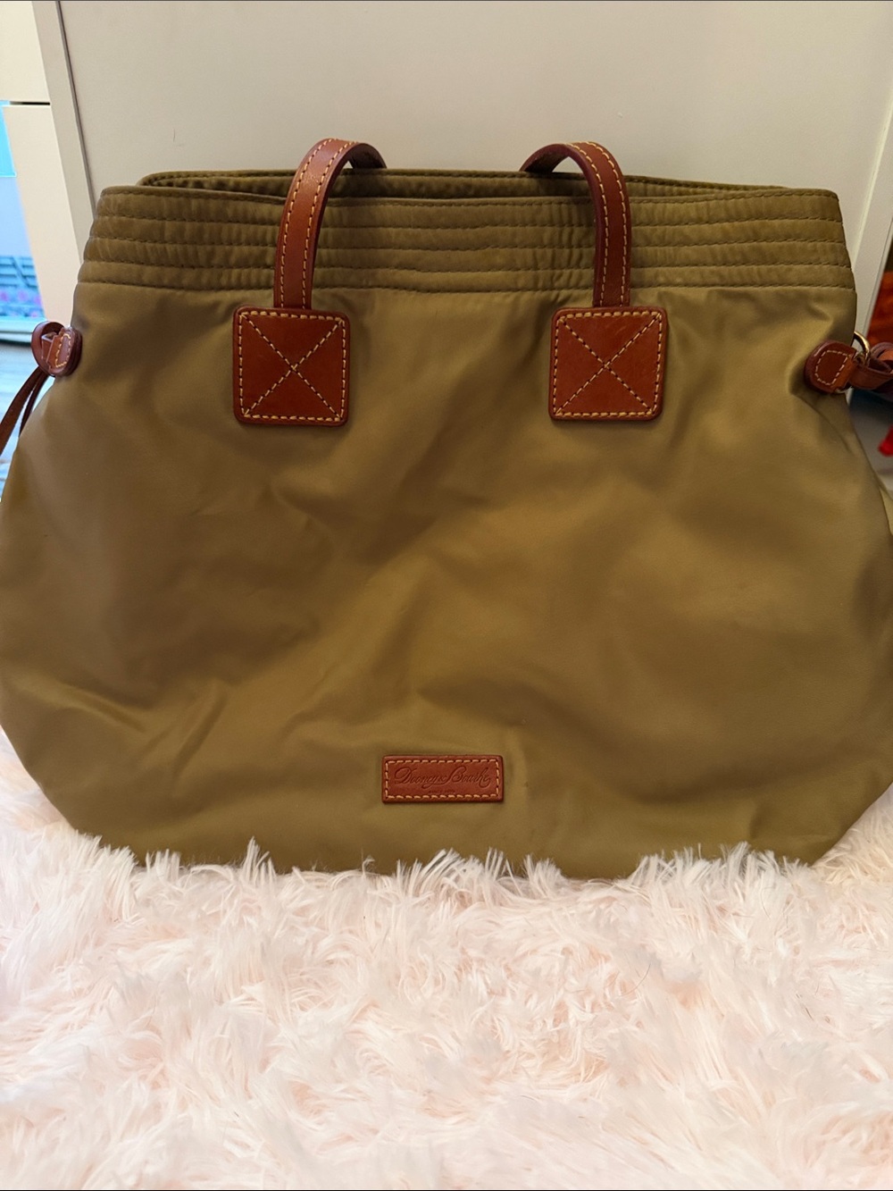 Dooney & Bourke Olive Tote with Brown Leather Trim
